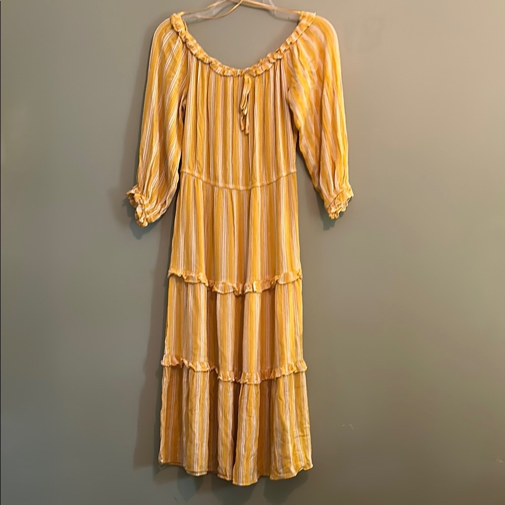 LC Lauren Conrad Yellow Midi Sundress with Bishop Sleeves